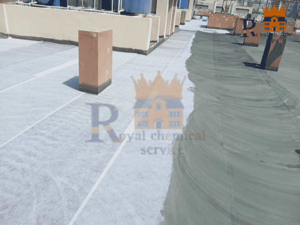 Liquid waterproofing solution applied on concrete roof