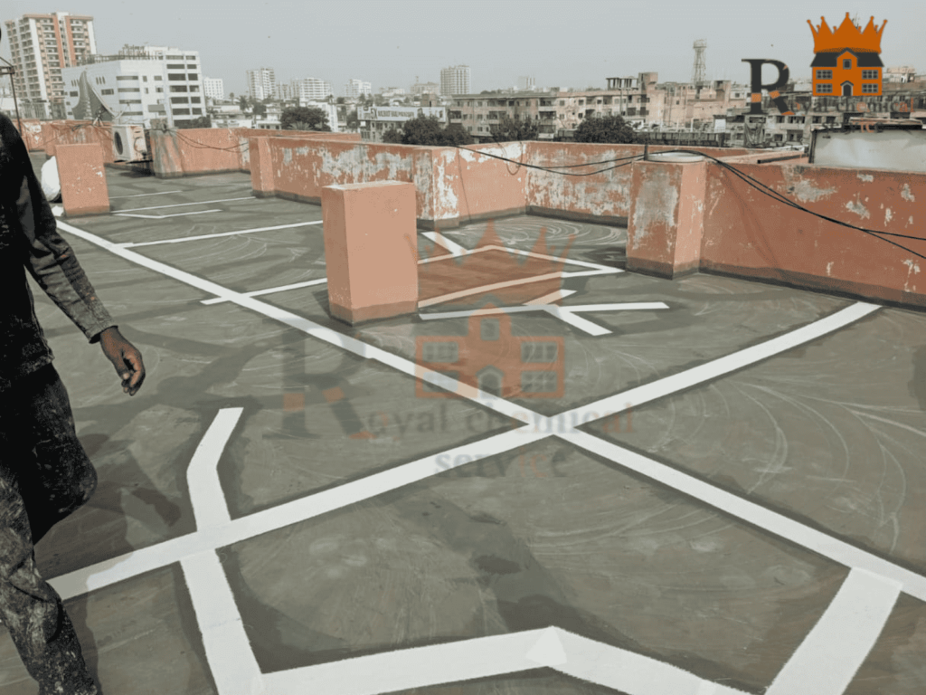 Pre-treatment waterproofing at commercial building site